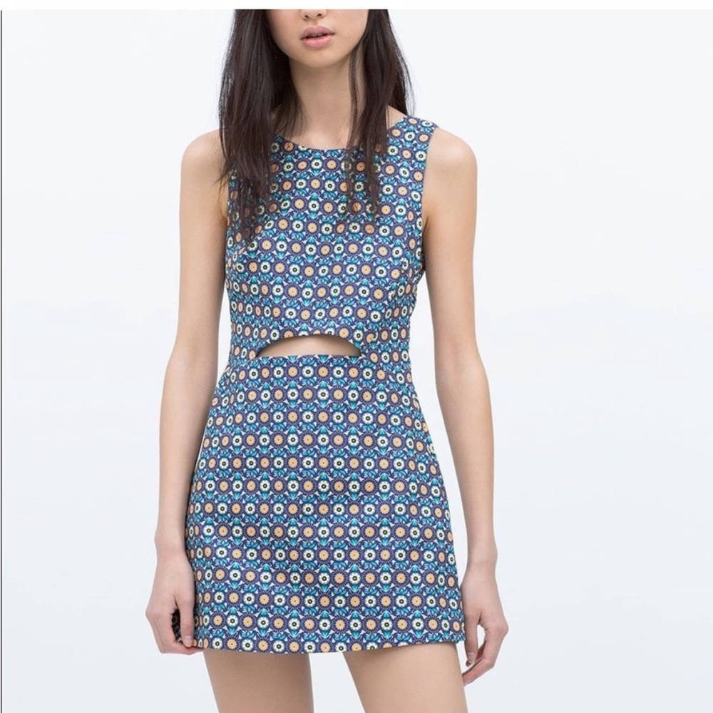 Zara geometric blue romper